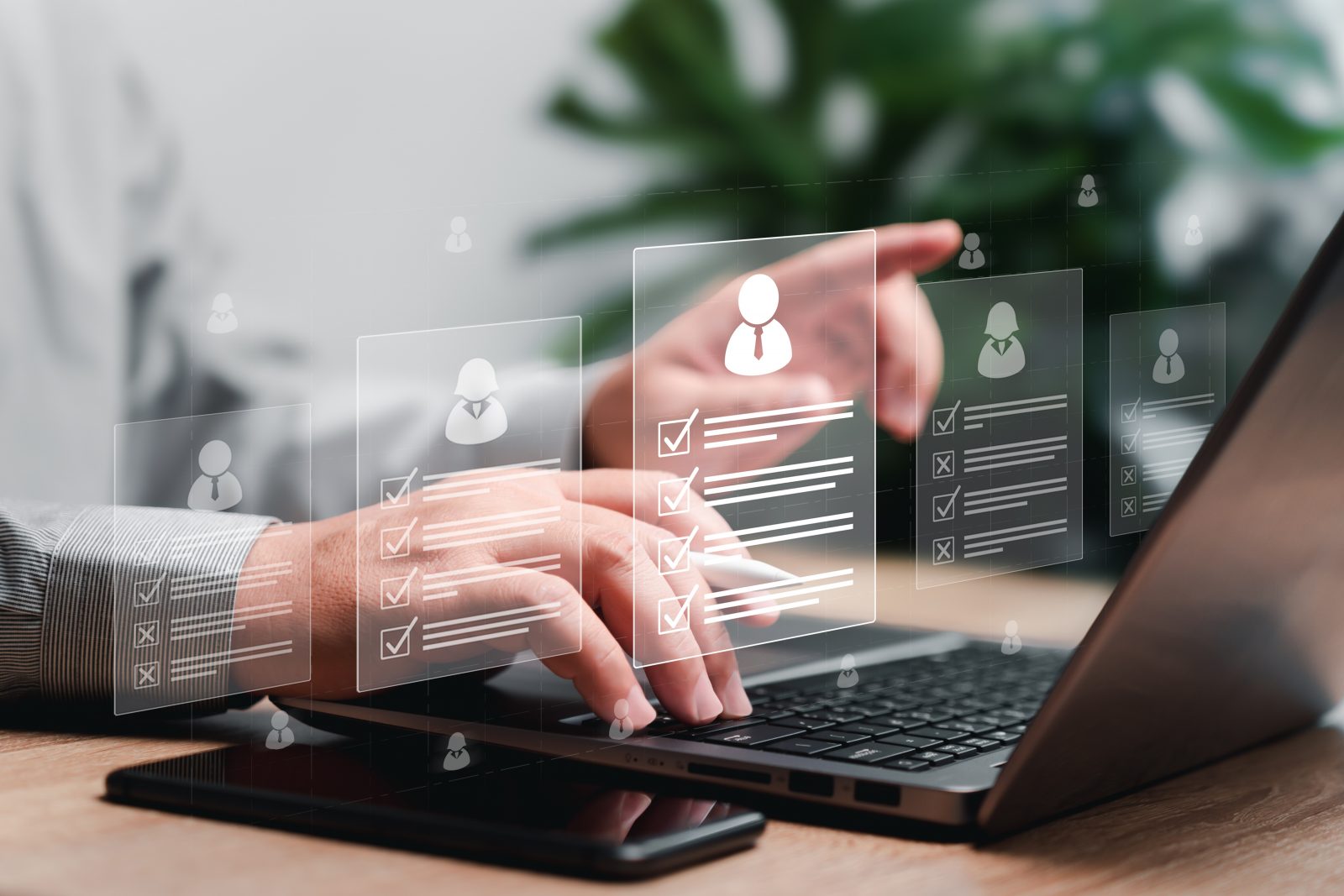 A recruiter searches through profiles of c-suite candidates